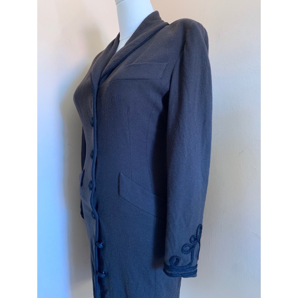 Dana Buchman Dresses Brown Pure Wool Long Sleeve Button Front Coat Dress 6 - Picture 2 of 9